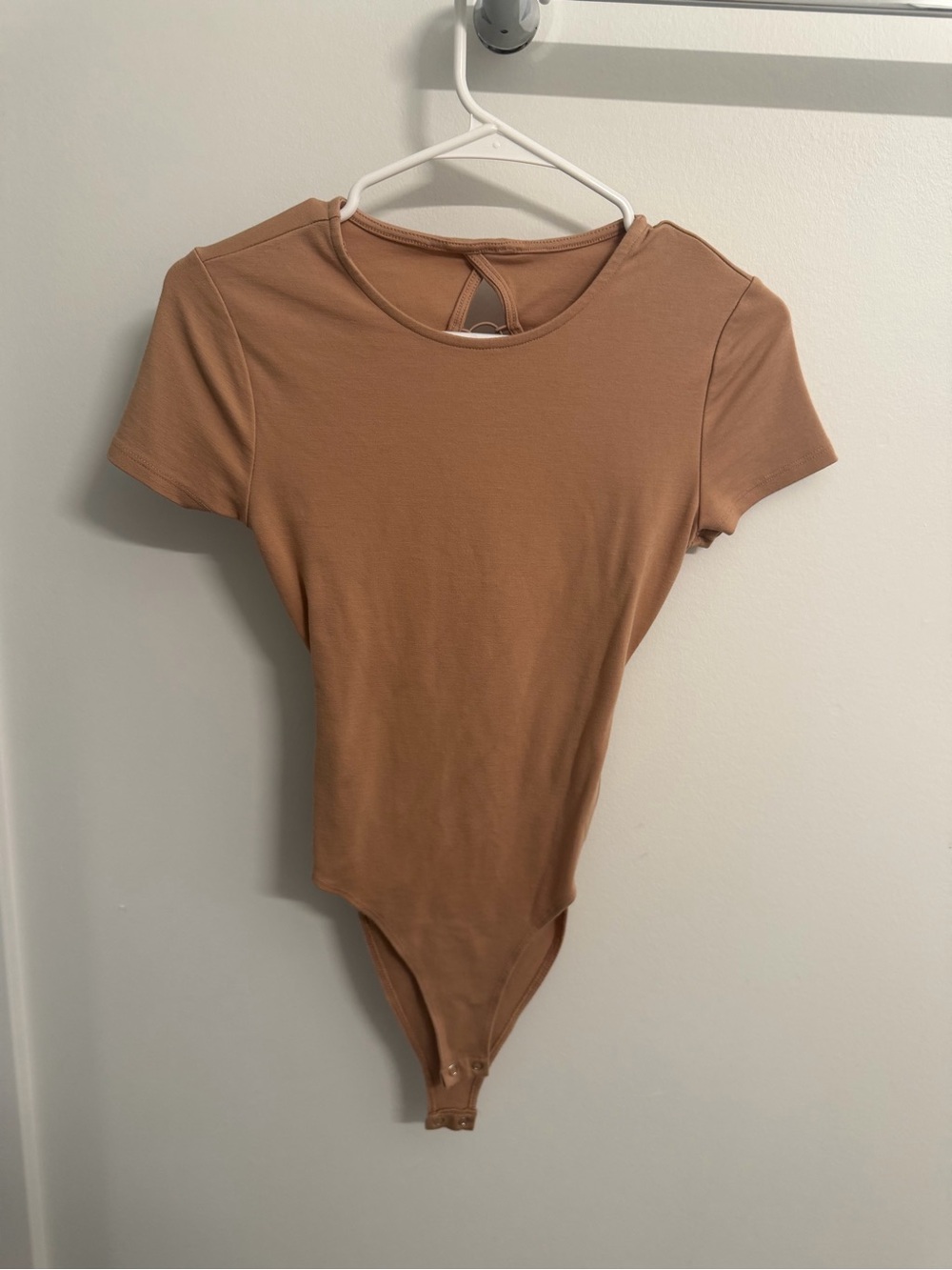 Forever 21 Short Sleeve Bodysuit in Camel